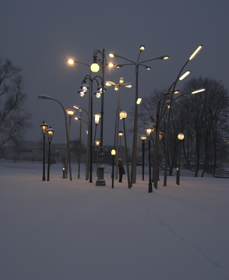 Sonja Vordermaier Streetlampforest 2010 a collection of 30 european streetlamps from different origins and times